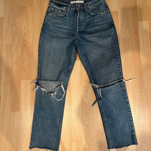 $168 GRLFRND KAROLINA STRAIGHT LEG CROP THE VALLEY JEANS SZ 27 DISTRESSED - Picture 1 of 7